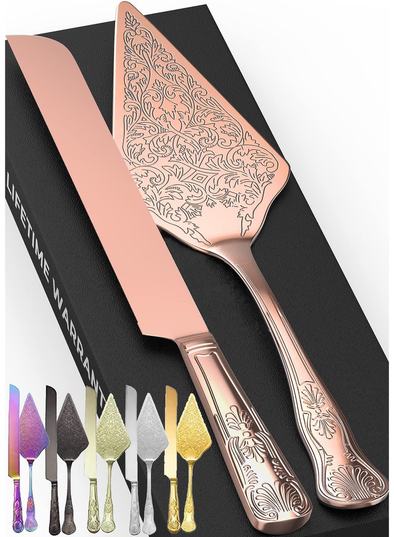 Zikra Set of 2 Rustic Wedding Cake Knife and Serving Set Wedding Cake Knife Serveing, Rustic Wedding Cake Knife Set for Parties Weddings Birthdays Anniversaries - Image 1