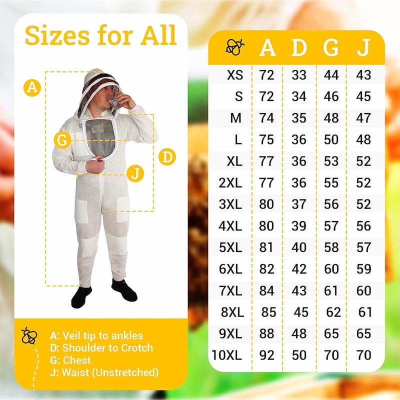 BEEATTIRE Ventilated Bee Suit with easy access veil 3 Layer Mesh Bee Protection New Light Weight Ultra Breeze Max Protection for Professional Beginner Beekeeper Full Beekeeping Costume (4XL) - Image 3