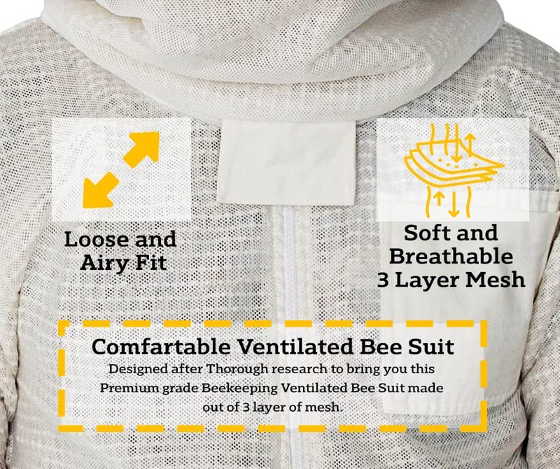 BEEATTIRE Ventilated Bee Suit with easy access veil 3 Layer Mesh Bee Protection New Light Weight Ultra Breeze Max Protection for Professional Beginner Beekeeper Full Beekeeping Costume (4XL) - Image 5
