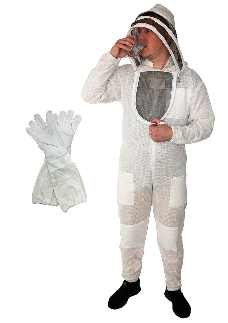 BEEATTIRE Ventilated Bee Suit with easy access veil 3 Layer Mesh Bee Protection New Light Weight Ultra Breeze Max Protection for Professional Beginner Beekeeper Full Beekeeping Costume (4XL) - Image 1