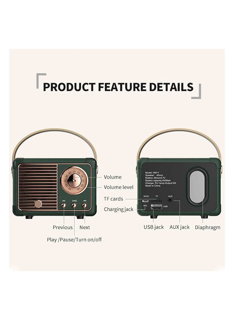 Generic - Retro Bluetooth Speaker, Vintage Decor, Portable Wireless Bluetooth Speaker, Cute Old Fashion Style for Kitchen Desk Bedroom Office Party Outdoor Kawaii Accessories for iPhone Android (Green) - Image 1