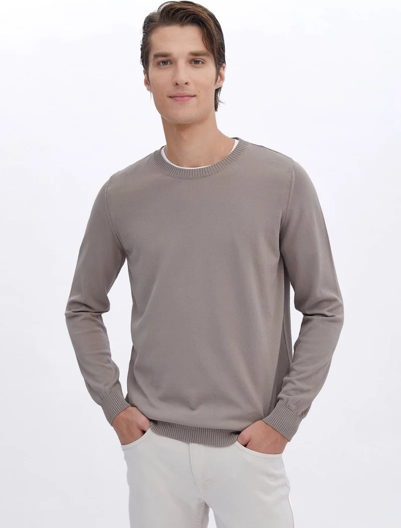 Kip Light Mink Crew Neck Plain Knitted Sweater