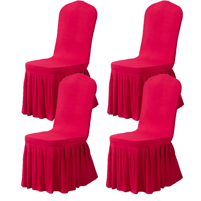 Dimatic Dimatic Dining Room Chair Covers Set of 4  Stretch Parsons Slipcovers with Skirt Super Fit Spandex Chair Seat Protector Cover for Dining Room  Hotel  Ceremony (Burgundy) - Image 1