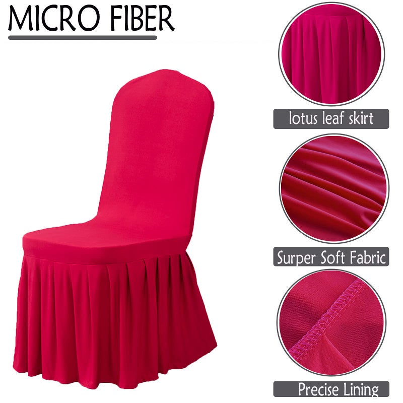 Dimatic Dimatic Dining Room Chair Covers Set of 4  Stretch Parsons Slipcovers with Skirt Super Fit Spandex Chair Seat Protector Cover for Dining Room  Hotel  Ceremony (Burgundy) - Image 3
