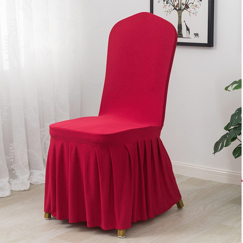 Dimatic Dimatic Dining Room Chair Covers Set of 4  Stretch Parsons Slipcovers with Skirt Super Fit Spandex Chair Seat Protector Cover for Dining Room  Hotel  Ceremony (Burgundy) - Image 2