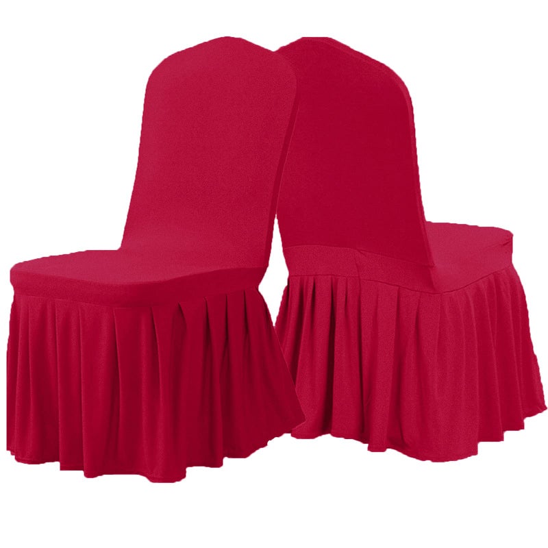 Dimatic Dimatic Dining Room Chair Covers Set of 4  Stretch Parsons Slipcovers with Skirt Super Fit Spandex Chair Seat Protector Cover for Dining Room  Hotel  Ceremony (Burgundy) - Image 4