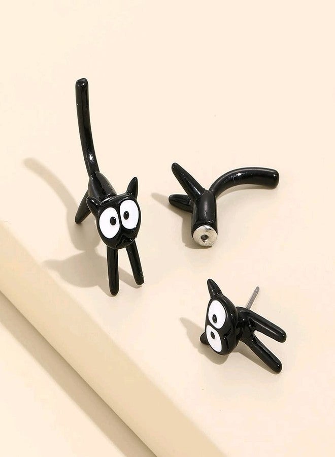 POYAMUSE Lovely Black Cat Stud Earrings - Halloween Jewelry with Detachable Design, Metal, metal - Image 3