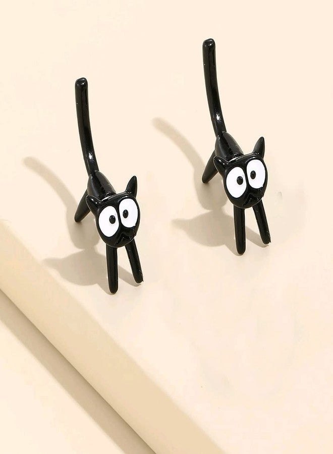 POYAMUSE Lovely Black Cat Stud Earrings - Halloween Jewelry with Detachable Design, Metal, metal - Image 5