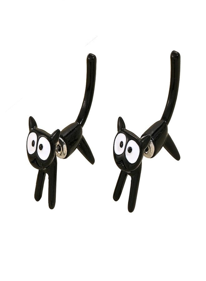 POYAMUSE Lovely Black Cat Stud Earrings - Halloween Jewelry with Detachable Design, Metal, metal - Image 2