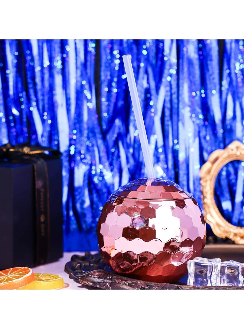 Oasisgalore 4 Pieces Decorative Ball Cups  Ball Tumbler Flash Balls Decoration Cup with Lid and Straw Drinking Syrup Tea Bottle for Party  - Image 5