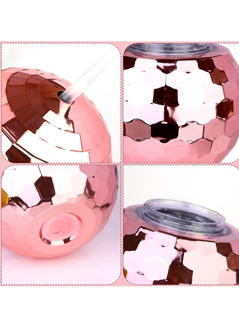 Oasisgalore 4 Pieces Decorative Ball Cups  Ball Tumbler Flash Balls Decoration Cup with Lid and Straw Drinking Syrup Tea Bottle for Party  - Image 3