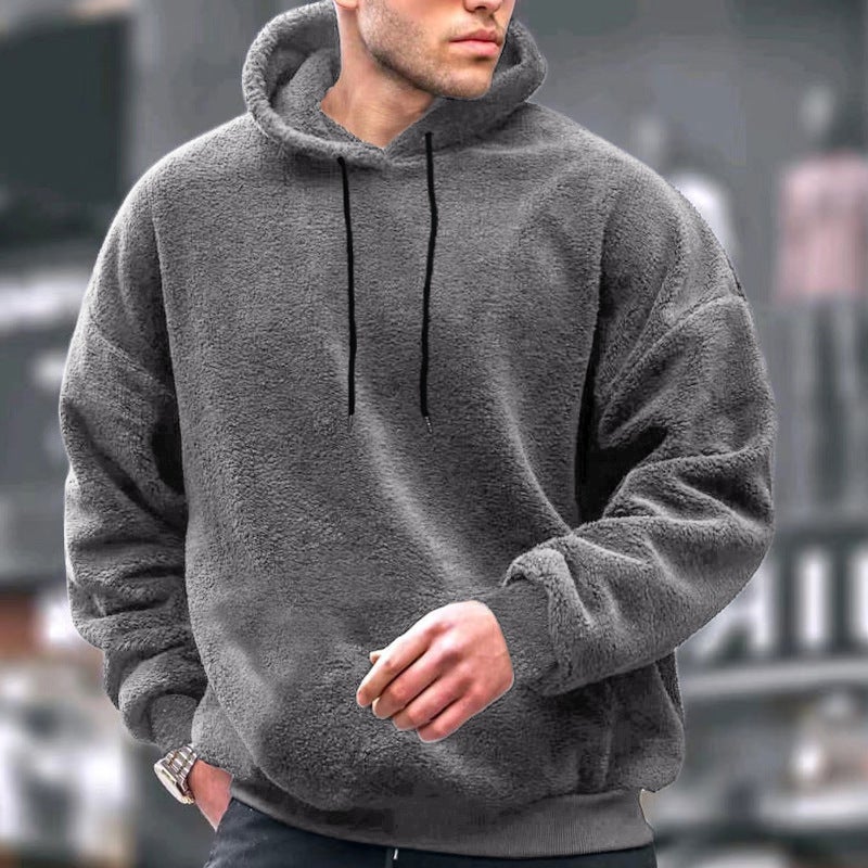 Men's Plus Size Hooded Fleece Sweatshirt Casual Winter Warm Hoodie - Image 3