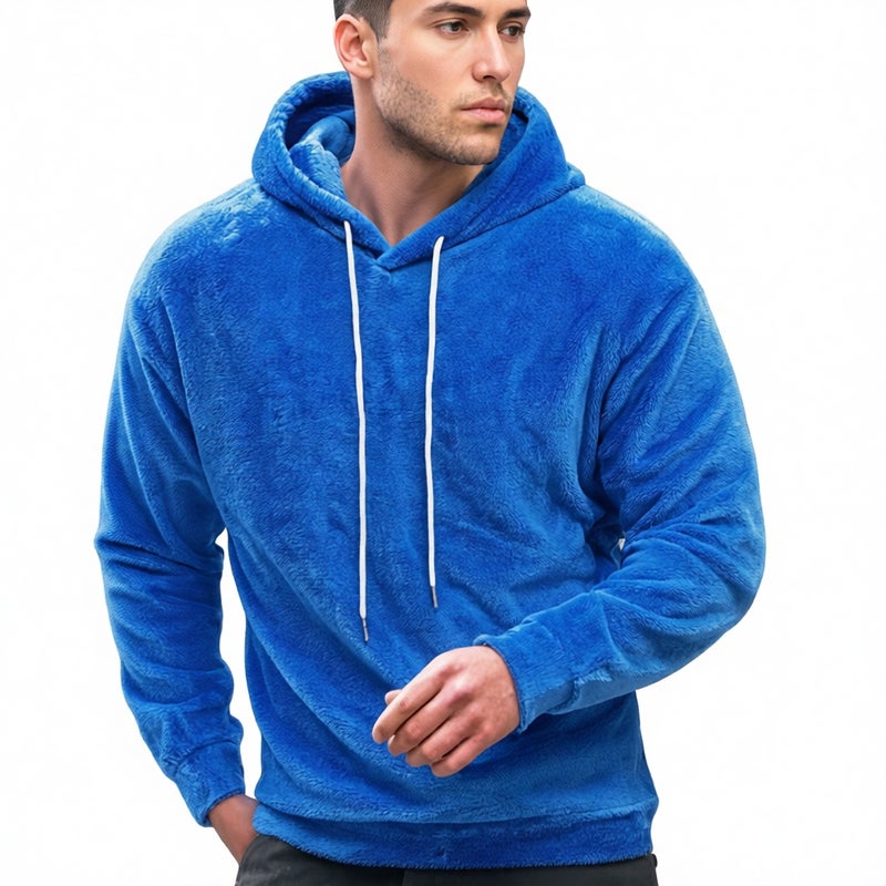 Men's Plus Size Hooded Fleece Sweatshirt Casual Winter Warm Hoodie - Image 1