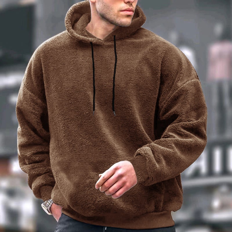 Men's Plus Size Hooded Fleece Sweatshirt Casual Winter Warm Hoodie - Image 5
