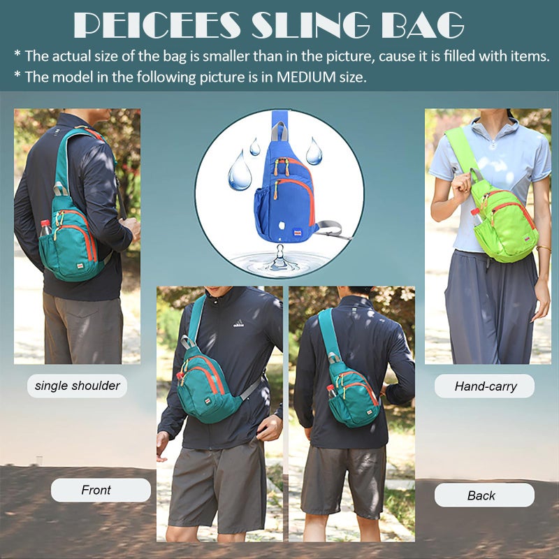 Peicees Small Sling Backpack Waterproof Unisex Shoulder Bag Chest Crossbody Daypack - Image 2