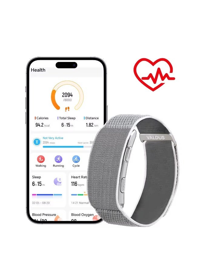 VALDUS VITRO Smart Health Tracking Bracelet with ECG, Non-Invasive Glucose Trend Monitoring Sleep Analysis, Activity Tracking & Long Battery Life Compatible With Android and iOS Designed for Ladies and Gents Grey - Image 2