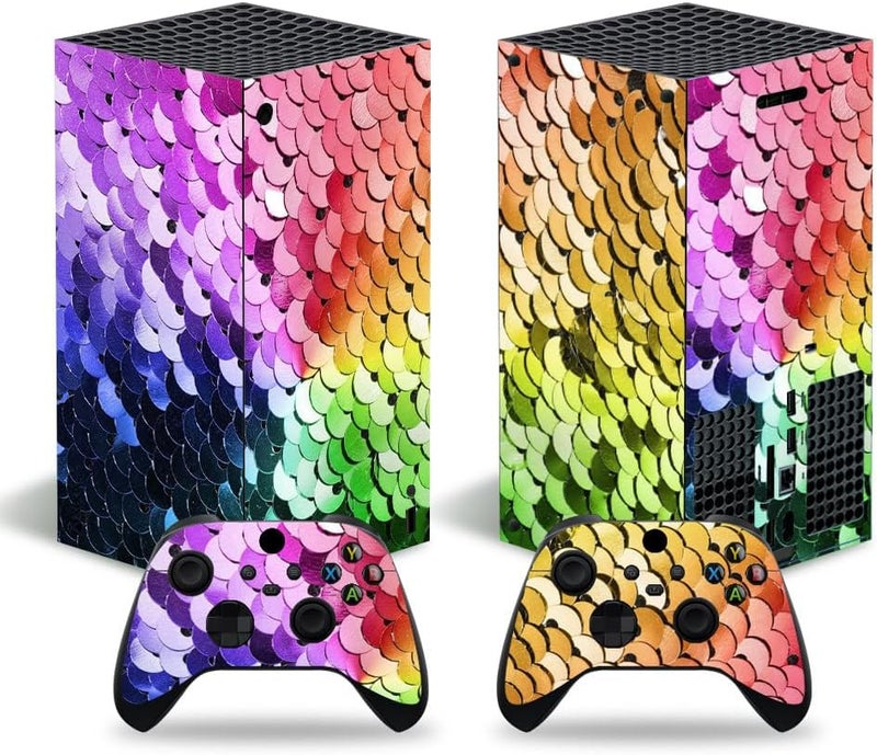 Xbox Series X Digital Stickers Full Body Vinyl Skin Decal Protective Cover for Microsoft Xbox Series X Digital Console and Controllers (Series X Digital Colorful)