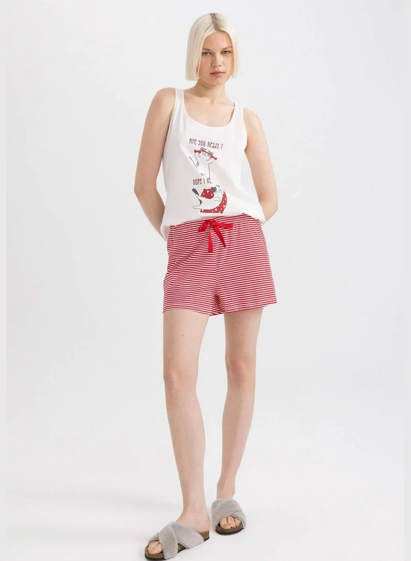 DeFacto Fall in Love Printed Sleeveless Pajama Set with Shorts