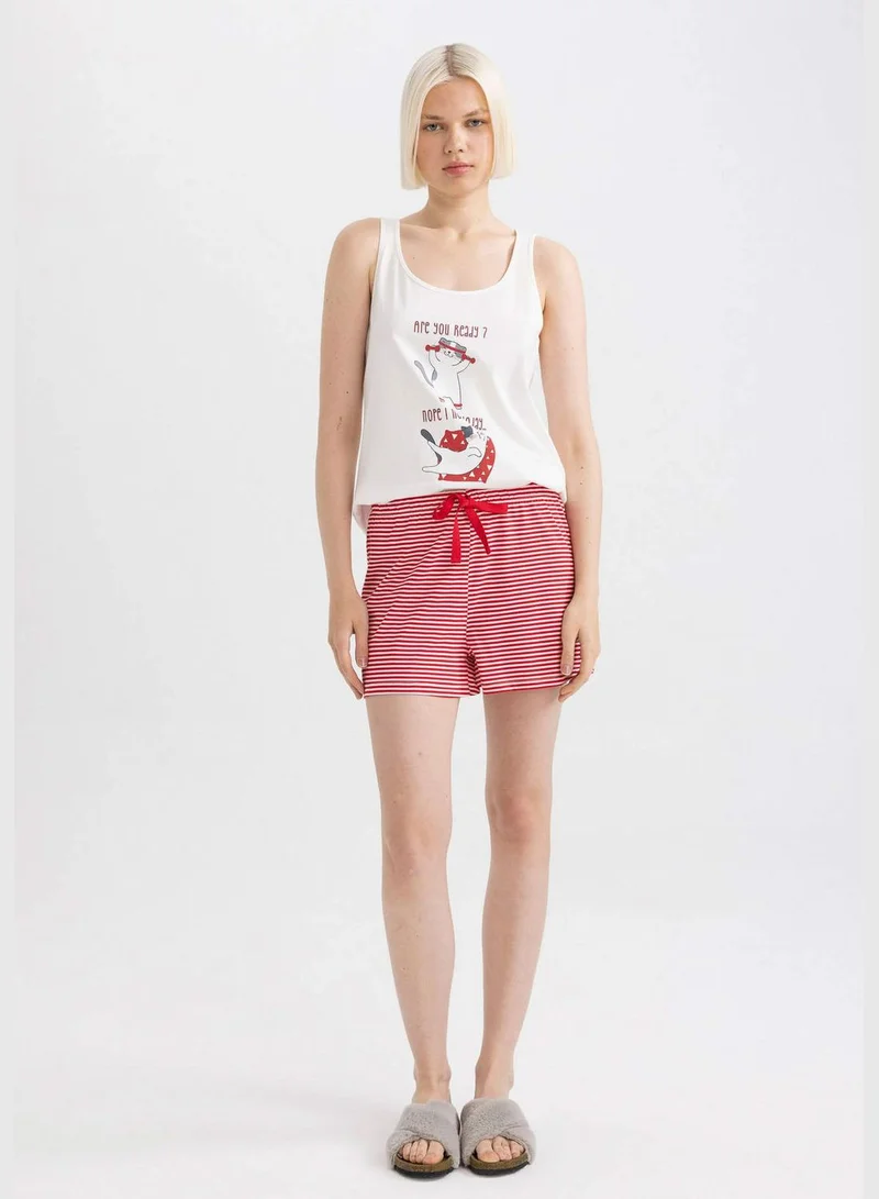 DeFacto Fall in Love Printed Sleeveless Pajama Set with Shorts
