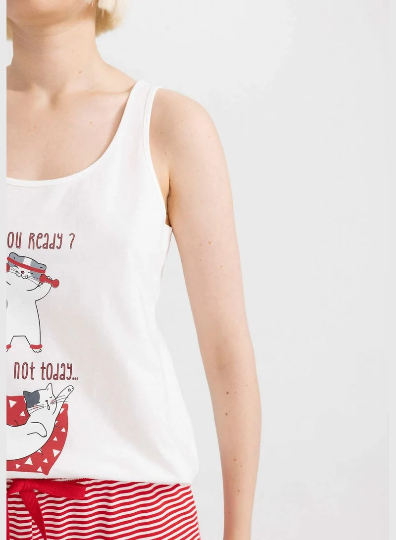 DeFacto Fall in Love Printed Sleeveless Pajama Set with Shorts