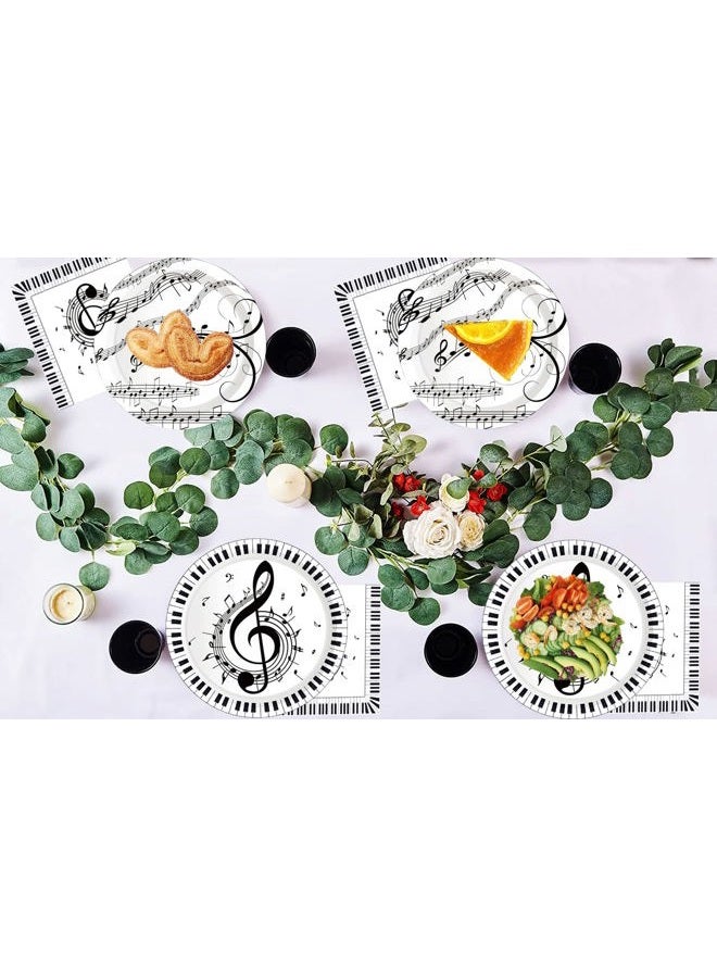 HSPAIDYP 50Pcs Musical Notes Party Supplies Music Paper Plates Tableware Set 9" Music Notes Dinner Plates 7"Music Dessert Plates for Music Themed Karaoke Jazz Party Music Birthday Party Decorations Serve 25 - Image 4