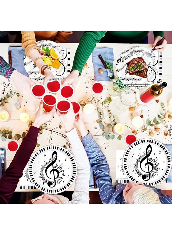 HSPAIDYP 50Pcs Musical Notes Party Supplies Music Paper Plates Tableware Set 9" Music Notes Dinner Plates 7"Music Dessert Plates for Music Themed Karaoke Jazz Party Music Birthday Party Decorations Serve 25 - Image 5