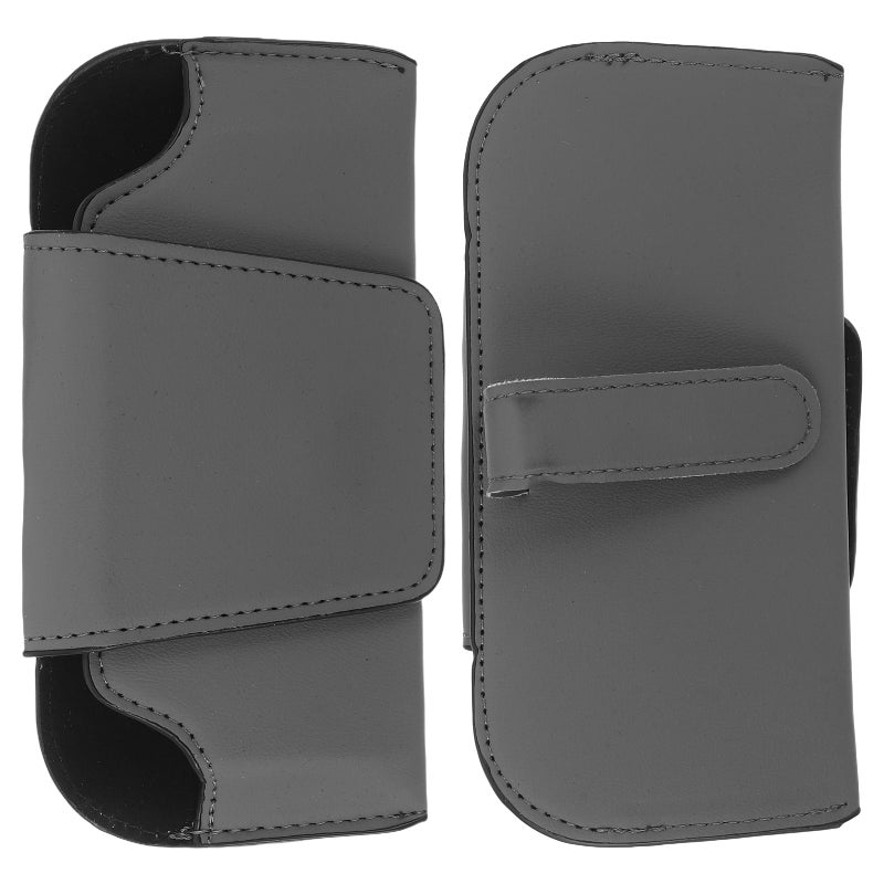 2pcs Sun Visor Glasses Holder Pu Leather Sunglasses Case Car Organizer For Vehicle Multi-Function Eyewear Storage Box Interior Accessory Grey - Image 1