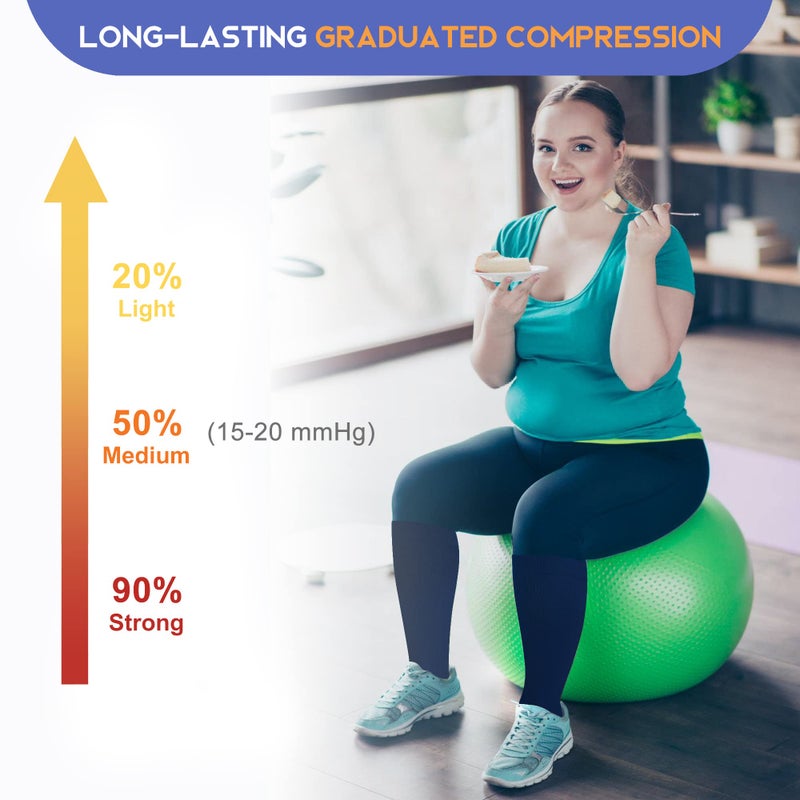 LEVSOX Wide Calf Compression Socks for Women Men Plus Size 15-20 mmHg Extra Large Knee High Support Sock for Nurses Pregnant Travel - Image 4