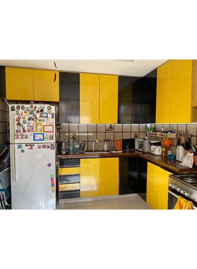 صن بيرد ورق حائط ذاتي اللصق أصفر لامع مقاوم للماء وقشر ولصق لامع ورق لاصق قابل للإزالة وخزائن ديكور كونترتوب المطبخ فيلم الفينيل - Image 2