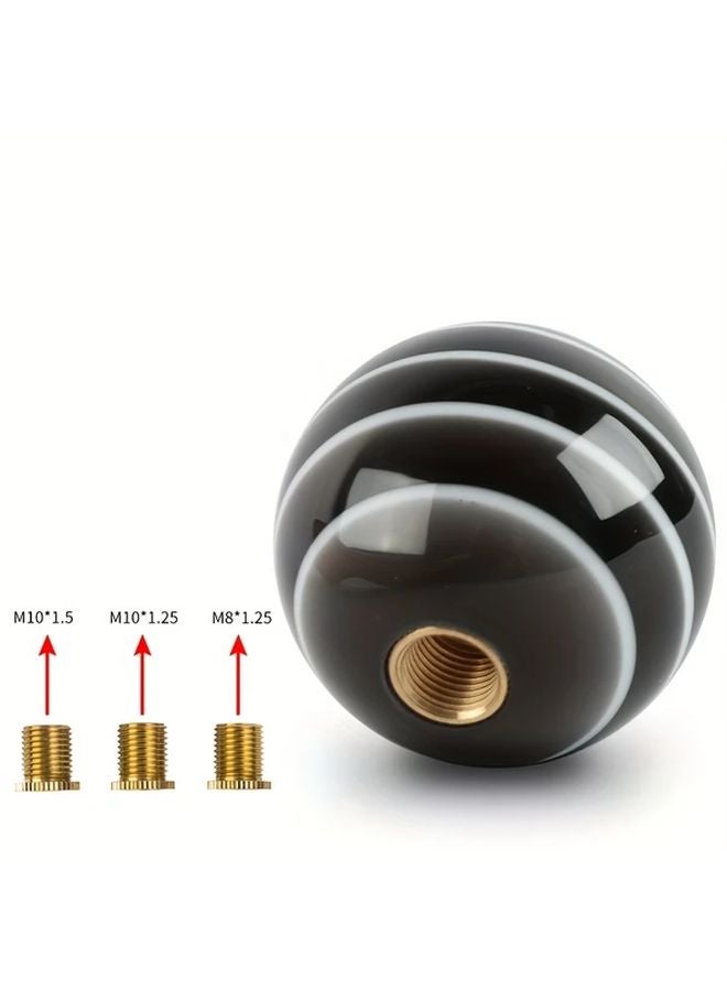 Red Striped Acrylic Gear Knob Universal 4 5 6 Speed With 3 Adapters M10 M8 - Image 3