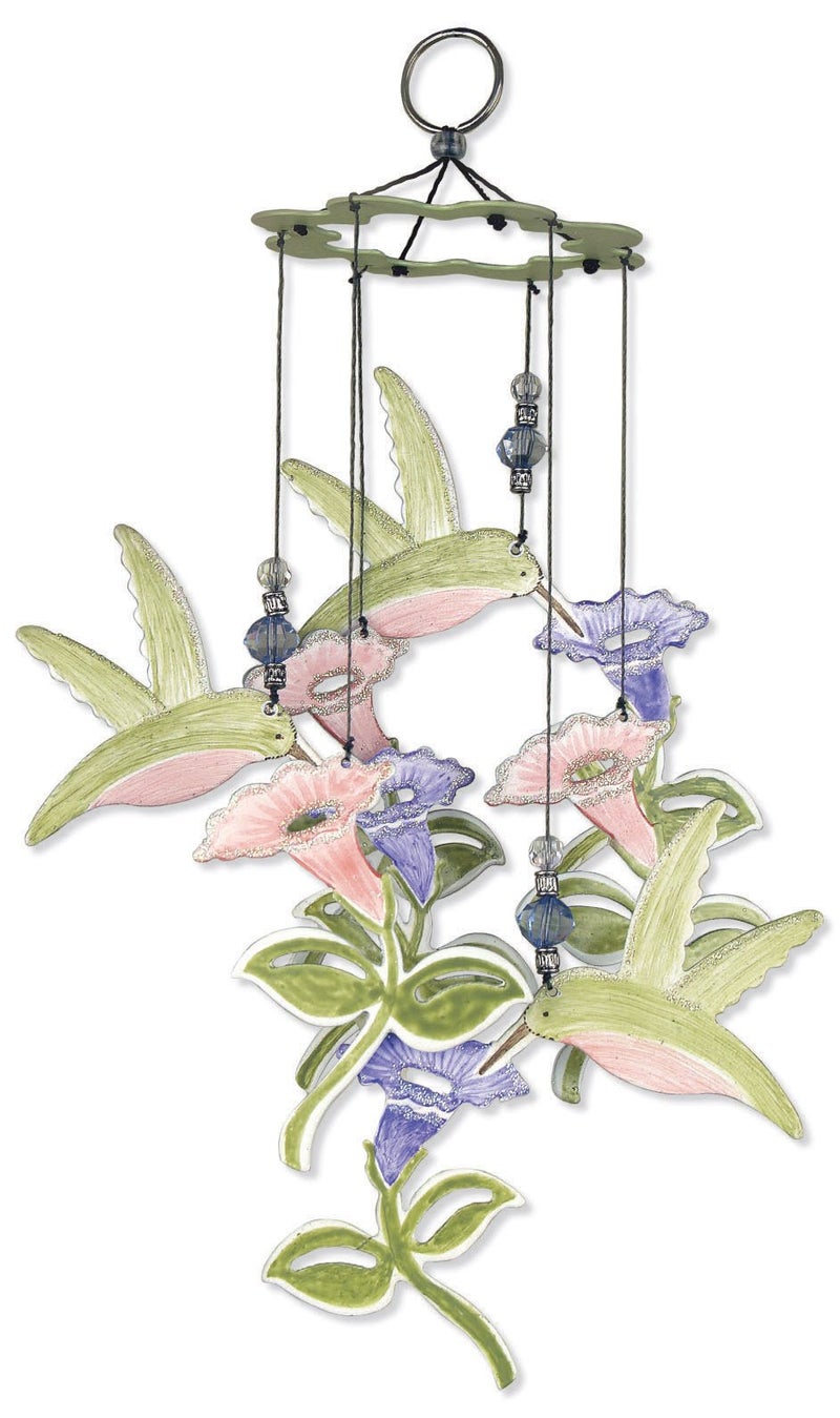 Sunset Vista Designs 80024 Small Outdoor Chimes Colorful Metal Garden Wind Chime for Patios Porches and More, 12-Inch, Hummingbird and Flowers - Image 5