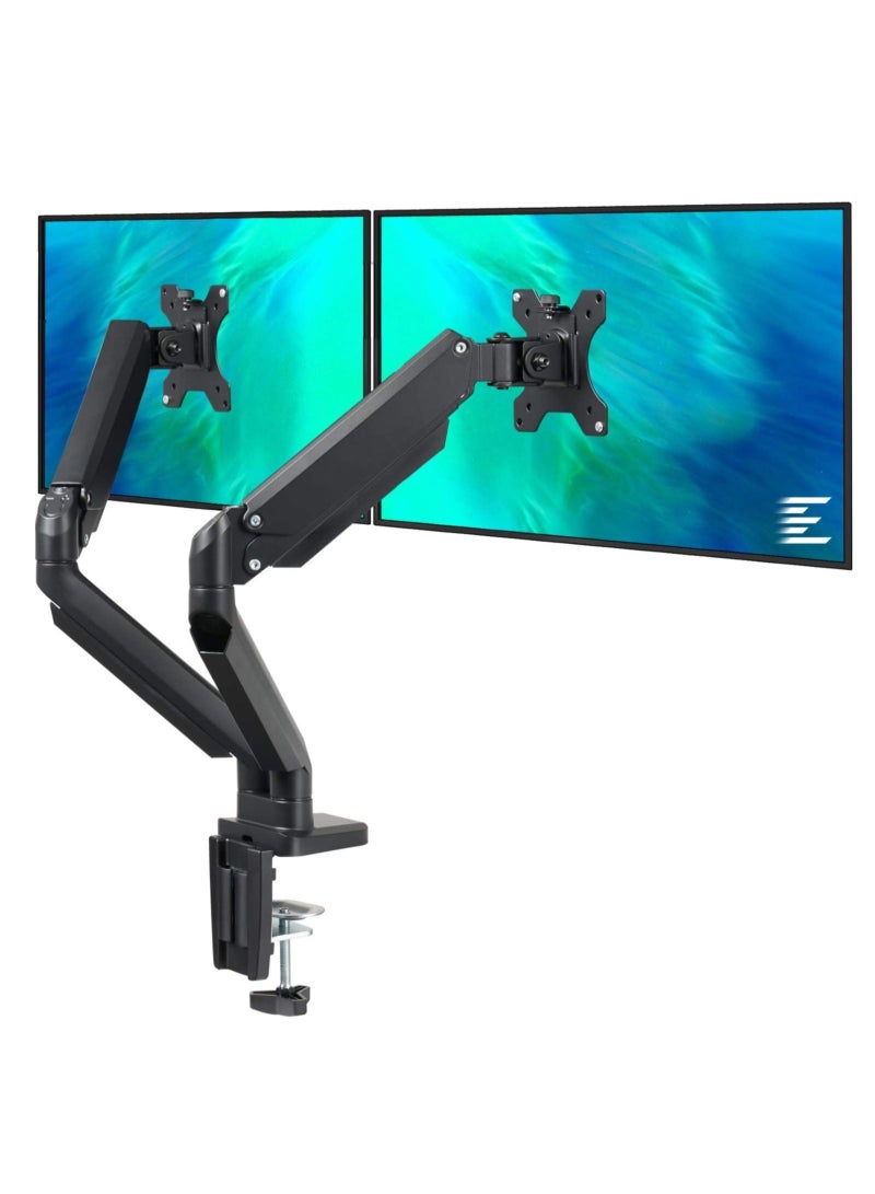 ELTRAZONE Dual Monitor Mount Stand - Height Adjustable Monitor Arm Stand Fully Articulating Counterbalance Gas Spring Desk Mount for Two 17 to 32 inch Screens - Image 1