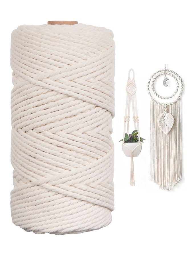 HY Macrame Cord,3mm x109 Yards 100% Natural Macrame Cords Colored Cotton Macrame Rope Craft Cord for DIY Crafts Knitting Plant Hangers Wedding Decor(Beige) - Image 1