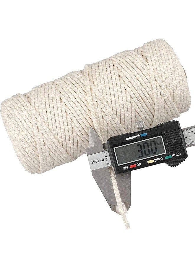 HY Macrame Cord,3mm x109 Yards 100% Natural Macrame Cords Colored Cotton Macrame Rope Craft Cord for DIY Crafts Knitting Plant Hangers Wedding Decor(Beige) - Image 4
