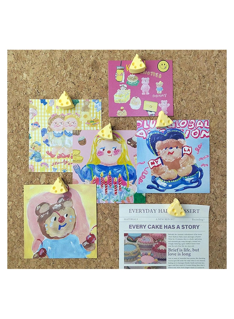 24 قطعة دبابيس دفع زخرفية بأشكال جبنة، دبابيس جدارية لطيفة متعددة الوظائف، أدوات للدفع، ملحقات مكتبية لجدران الصور، الجدران المميزة، اللوحات البيضاء، ألواح الفلين، خريطة، لوحة إعلانات. - Image 2