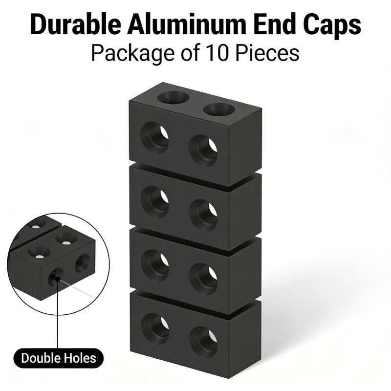 Black Aluminum Profile End Cap 3060 Double Hole 10Pcs Anodized CNC Industrial Frame - Image 3