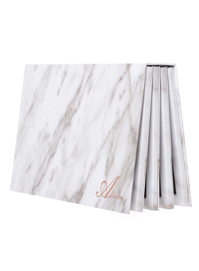 Allwon لوحة مكياج فارغة كبيرة على شكل كتاب من الرخام المغناطيسي 4 طبقات لتخزين ظلال العيون وأحمر الشفاه وأحمر الخدود ومسحوق (أبيض) - Image 1