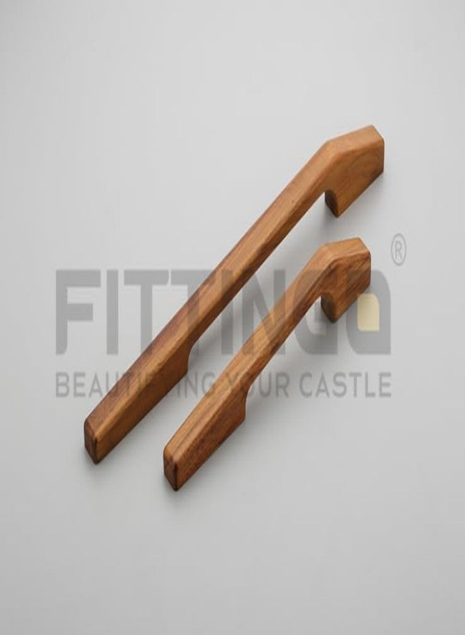 Fittingo Heavy Duty Teakwood Door Handles for Main Door, Cabinet, Wardrobe, Drawer | Wooden Pull Push Handle Set Antique Finish Hardware for Home & Office - Pack of 1 (12 INCH) - Image 2