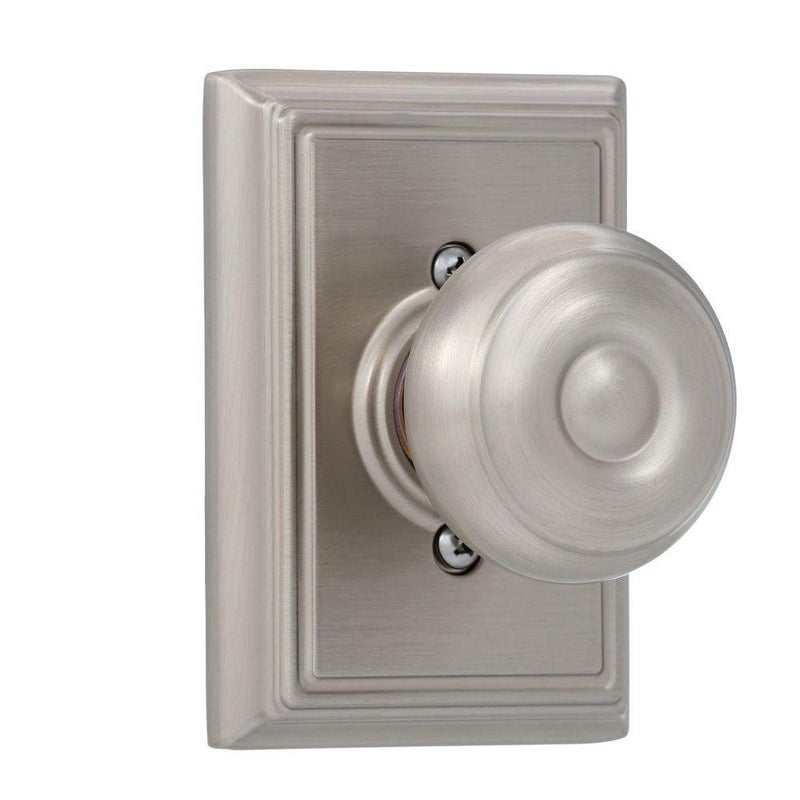 SCHLAGE Georgian Knob with Addison Trim NonTurning Lock Satin Nickel F170 GEO 619 ADD