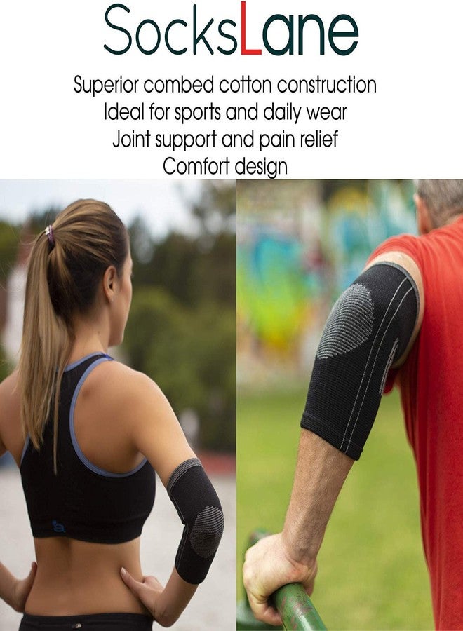 SocksLane Elbow Brace for Tennis Elbow, Tendonitis & Arthritis – Cotton Compression Elbow Sleeve for Elbow Pain, Sports, Gym & Recovery Support (Large1 pair) - Image 4