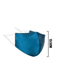 Generic قطعتان من أقنعة الوجه المرنة المصنوعة من الحرير الساتان، قناع حريري صناعي ناعم قابل للغسل على الوجهين للحماية من الأشعة فوق البنفسجية، قناع وجه بحلقة أذن مرنة (أزرق + رمادي)  - Image 2