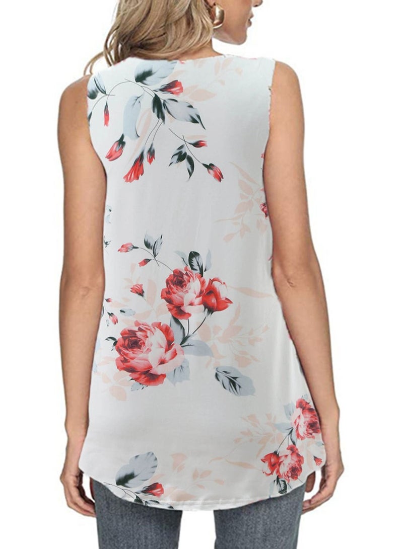 Loquat Summer Women's Printed Round Neck Retraction Sleeveless Vest - Image 2