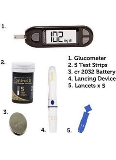 Control D Sugar Testing Monitor With 5 Strips Glucometer (Black)  - Image 5