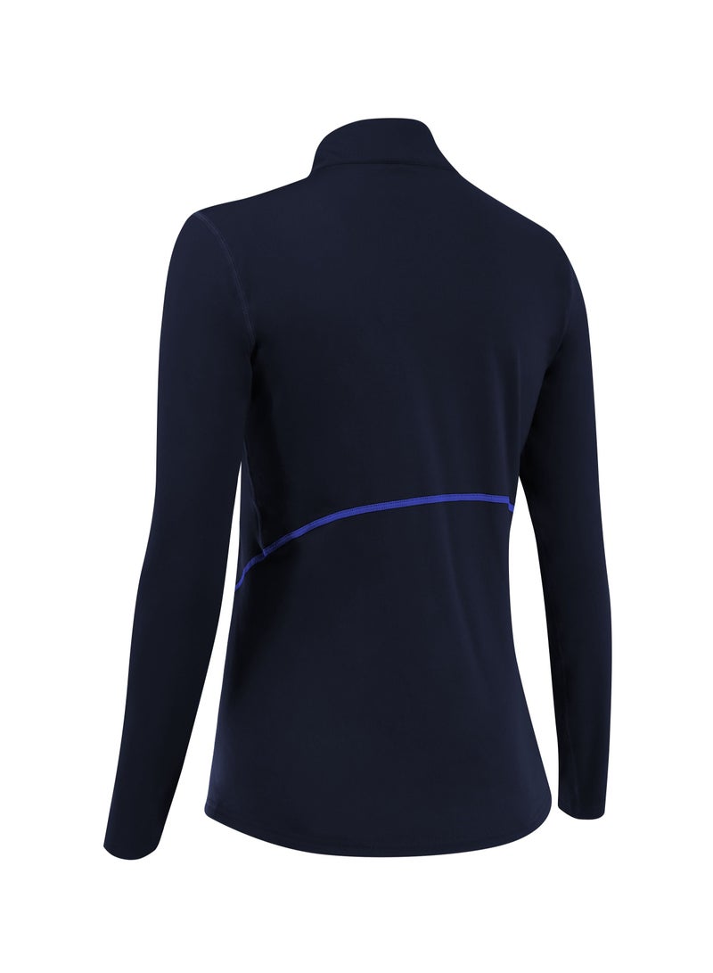 Loquat Women Quick Dry Breathable Elastic Long Sleeve T-Shirt Dark Blue  - Image 2