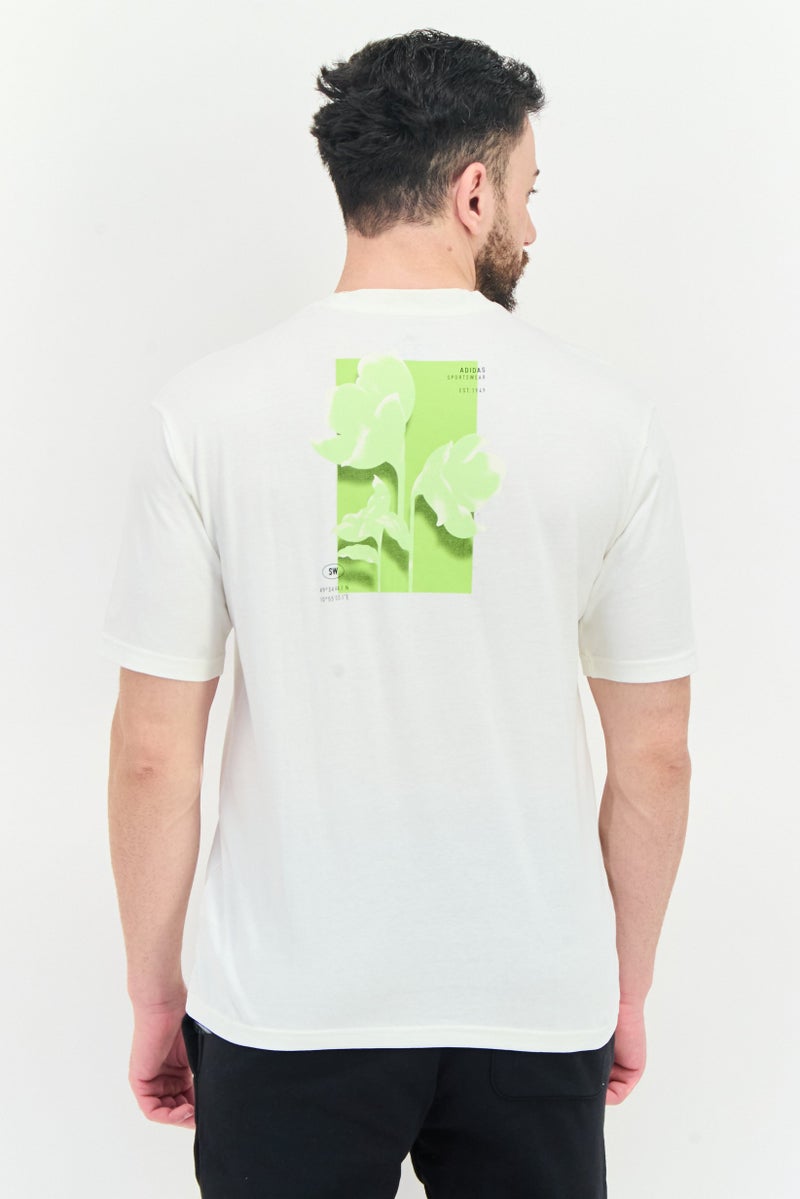 Adidas تي شيرت رياضي للرجال بأكمام قصيرة، خارجي، لون أبيض مائل إلى البيج - Image 4