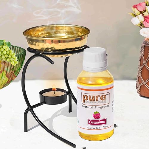 Pure Source India Aroma Oil for Home Fragrance | Best for Aromatherapy | Meditation | Used in Diffusers, Candles, Air Fresheners, Soaps (100ML) (GERANIUM) - Image 2