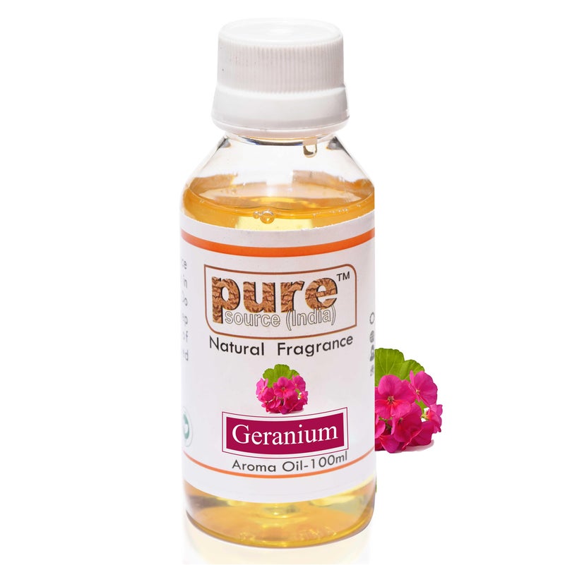 Pure Source India Aroma Oil for Home Fragrance | Best for Aromatherapy | Meditation | Used in Diffusers, Candles, Air Fresheners, Soaps (100ML) (GERANIUM) - Image 1