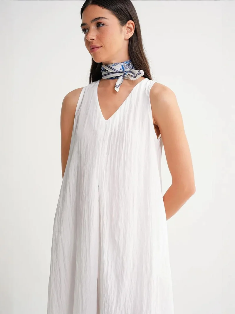 MixRay White Mixray V-Neck Maxi Dress for Women | Best Price UAE