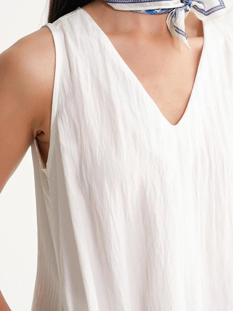 MixRay White Mixray V-Neck Maxi Dress for Women | Best Price UAE