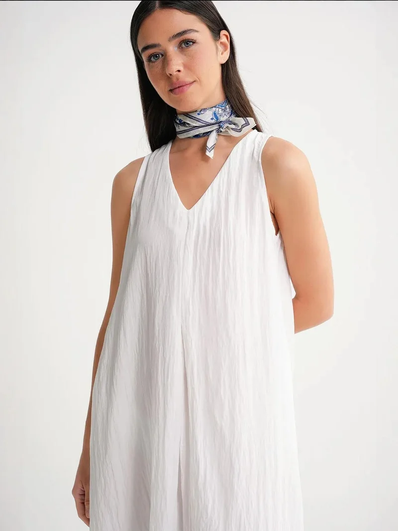 MixRay White Mixray V-Neck Maxi Dress for Women | Best Price UAE